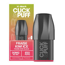 CAPSULES PRE-REMPLIES FRAISE KIWI ICE CLICK&PUFF X-BAR 650 PUFF