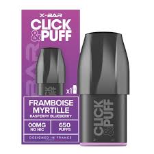 CAPSULES PRE-REMPLIES FRAMBOISE MYRTILLE CLICK&PUFF X-BAR 650 PUFF
