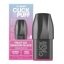 CAPSULES PRE-REMPLIES FRUIT DU DRAGON GLACÉ CLICK&PUFF X-BAR 650 PUFF