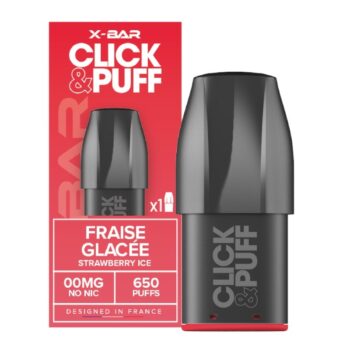 CAPSULES PRE-REMPLIES FRAISE GLACÉ CLICK & PUFF X-BAR 650 PUFF